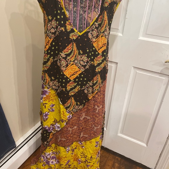 Free People Desert Flower Patched Maxi Dress Size XS Brown  Combo - Picture 2 of 5